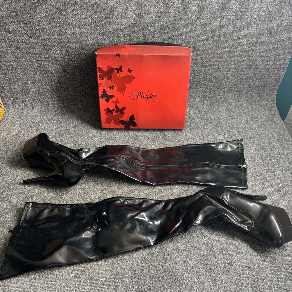 Pleaser KISS-3000 over-the-knee boots  Wens Size 9 Midnight Ballerina